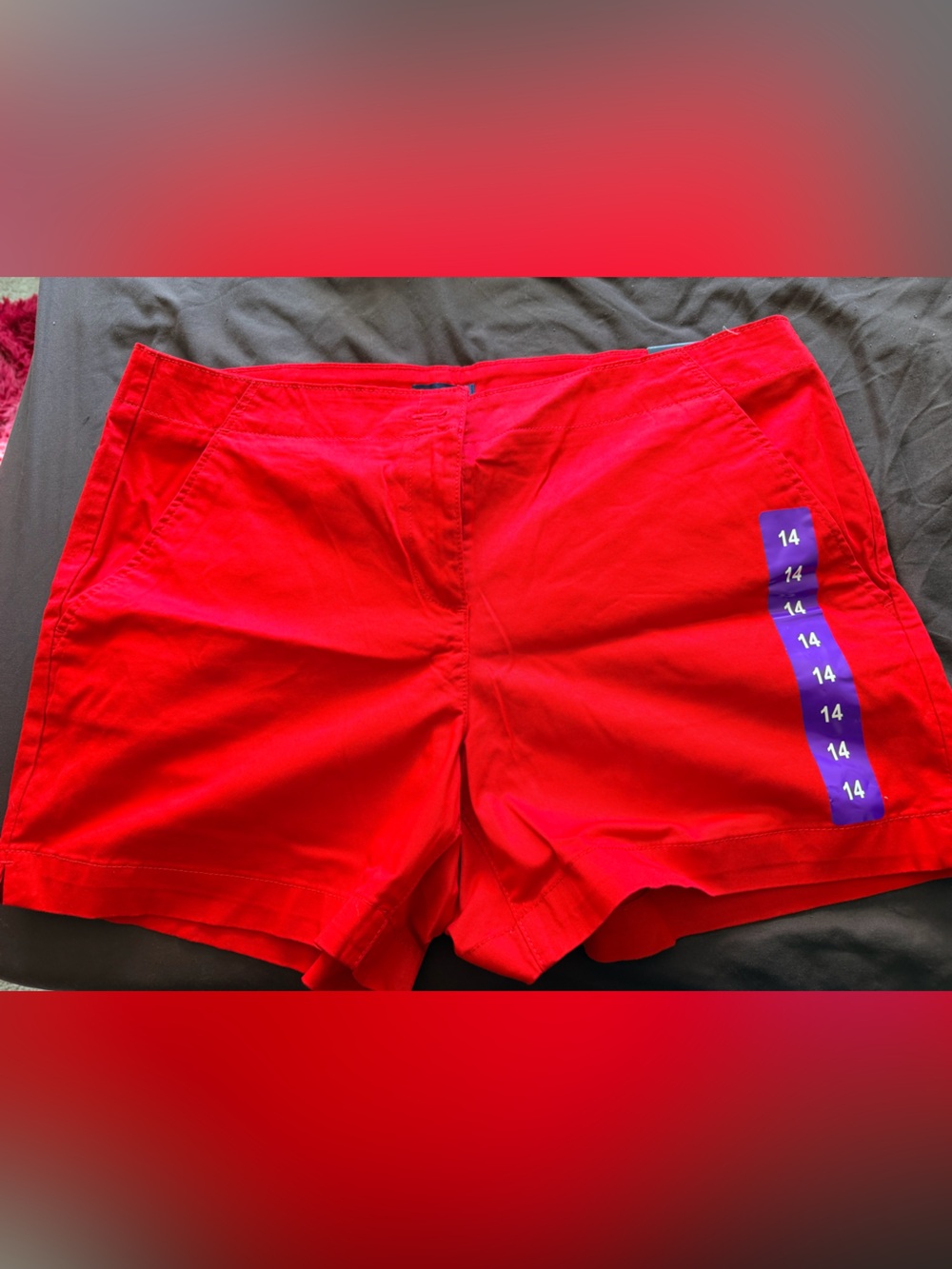 Nautica Bright Red Mid Rise Twill Shorts